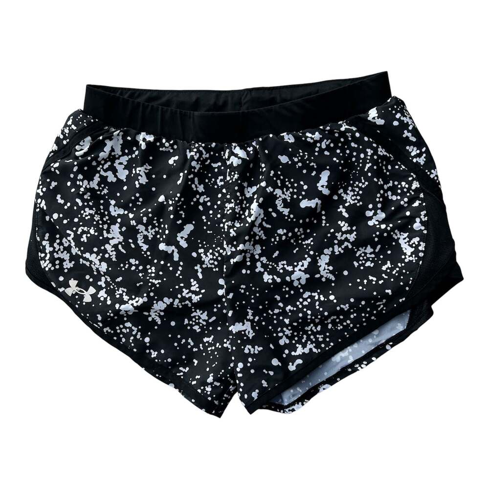 Under Armour Fly By Running Shorts Women's Size Small Black White Splatter